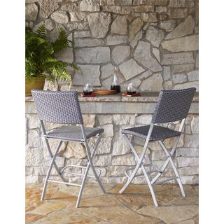 COSCO Outdoor Living Transitional 2-pack Delray Steel Woven Wicker High Top Folding Patio Bistro Stools
