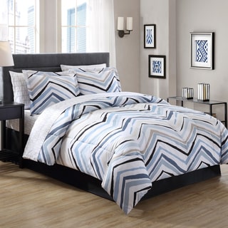 slide 1 of 1, Carbon Loft Rutherford Blue Chevron Bed in a Bag