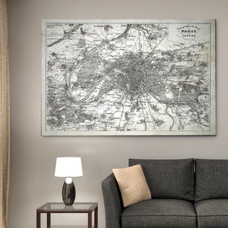 Paris Sketch Map I - Premium Gallery Wrapped Canvas