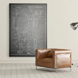 Chicago Sketch Map Grey - Premium Gallery Wrapped Canvas