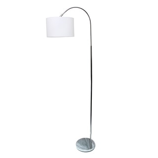 Simple Designs Arched Brushed Nickel Floor Lamp, White Shade