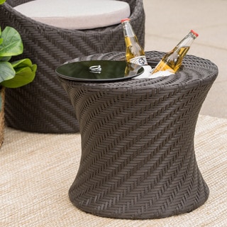 Belize Outdoor Wicker Accent Table with Ice Bucket by Christopher Knight Home