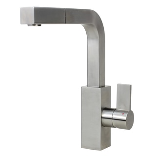 Solid Stainless Steel Lead Free Brushed Nickel Single Handle Pull Out Kitchen / Island / Bar Faucet