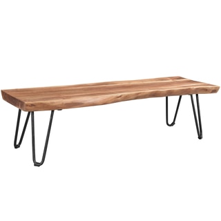 Wanderloot Mojave Live Edge Sustainable Solid Acacia Wood Dining Bench with Hairpin
