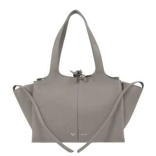 Celine Tri-Fold Medium Dark Grey Grained Calfskin Leather Shoulder Handbag