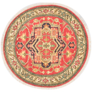 Ecarpetgallery Serapi Heritage Red Wool Hand-knotted Round Rug (4' x 4')