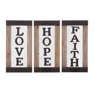 Wood and Metal Wall Panel (Pack of 3)