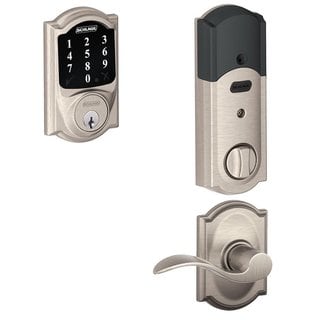 Schlage BE468 CAM619 Connect Touchscreen Deadbolt & Accent Lever in Satin Nickel