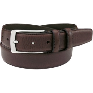 Florsheim Men's Brown Italian Full Grain Leather 32-millimeter Single Stitched Edge Belt