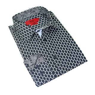 Elie Balleh Boy's Black Collection Milano Plaid White/Navy Cotton Italy 2015 Style Slim-fit Shirt