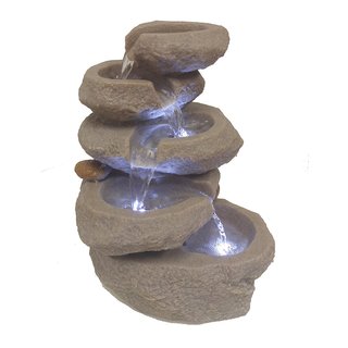 Q-Max Decoration Feng Shui Rock-like 14-inch High Waterfall Fountain with LED Light