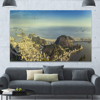 Designart 'Rio De Janeiro with Copacabana' Landscape Canvas Wall Artwork