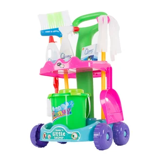Hey! Play! Pretend Play Cleaning Set with Caddy on Wheels