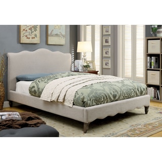 Furniture of America Dresa Contemporary Wavy Beige Fabric Platform Bed