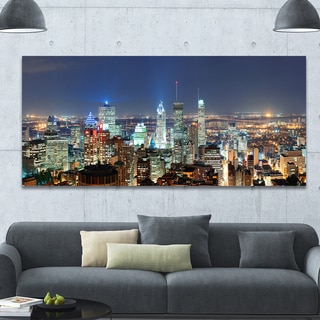 Designart 'Montreal at Dusk Panorama' Extra Large Landscape Canvas Art Print