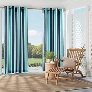 Parasol Coco Bay Indoor/Outdoor Nautical Stripe Print Curtain Panel