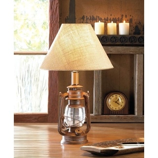 Old Fashioned Table Lamp with Burlap Shade