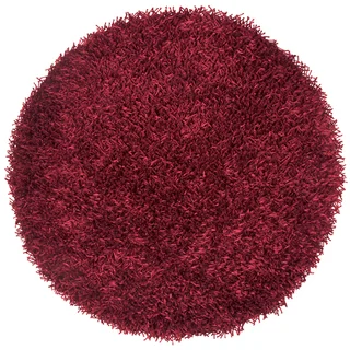 Rizzy Home Kempton Burgundy/Merlot Hand-tufted Solid Round Area Rug (3' x 3')