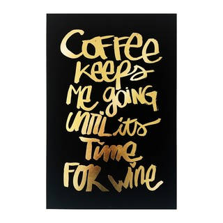 "Coffee and Wine Black" Gold Foil Canvas Art
