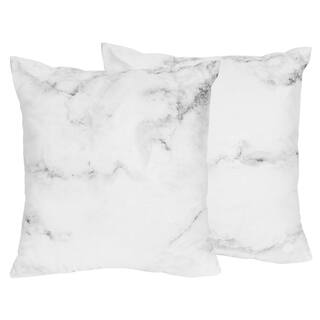 Sweet Jojo Designs Black and White Marble Collection 18-inch Accent Throw Pillows (Set of 2)