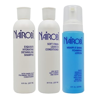 Nairobi Exquisite 8-ounce Hydrating Shampoo & Soft Leave-in Conditioner + Wrapp-It Shine Lotion