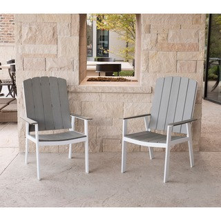 Coastal Outdoor Dining Chairs, Set of 2 - Grey/White