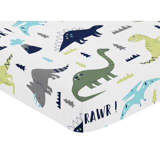 Sweet Jojo Designs Blue and Green Mod Dinosaur Collection Fitted Crib Sheet