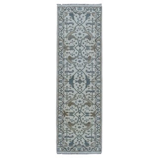 FineRugCollection Hand Made Oushak Beige Wool Runner Rug (2'7 x 8'2)