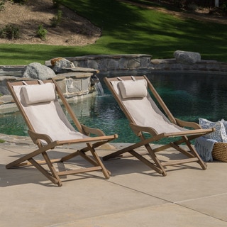 Nikki Outdoor Wood Sling Chair (Set of 2) by Christopher Knight Home