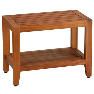 Bare Decor Teak Wood Serenity Spa 24" Bench with Shelf