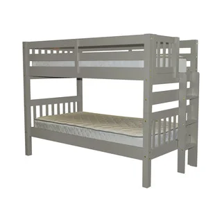 Bedz King Bunk Bed Twin over Twin with End Ladder, Grey