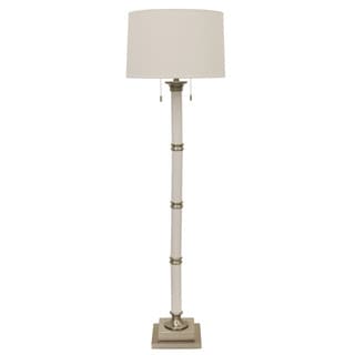 Decor Therapy White and Metal Column Twin Pull Floor Lamp