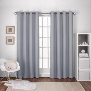 ATI Home Heath Textured Linen Woven Room Darkening Grommet Top Window Curtain Panel Pair