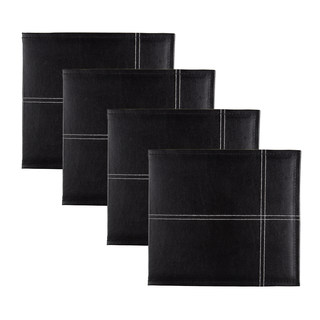 DesignOvation Black Stitched Faux Leather 8-inch x 8-inch Scrapbook (Set of 4)