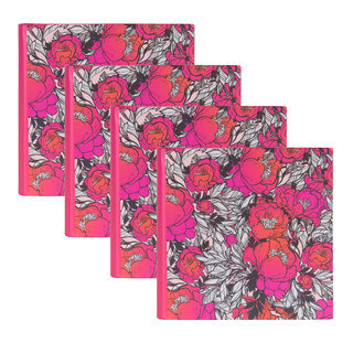 DesignOvation Floral Pink Pattern Photo Album (Holds 100 4x6 Photos, Set of 4)
