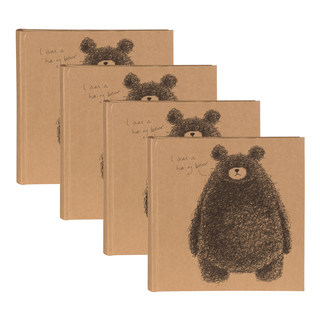 DesignOvation Hairy Bear Brown Paper/Plastic Wrapped Photo Album (Set of 4)