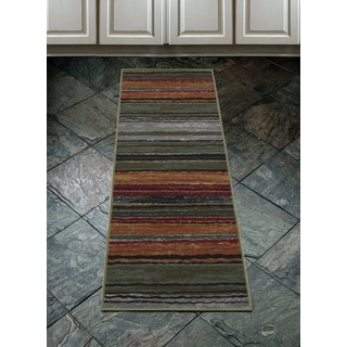 Anne Collection Wavy Stripes Multicolored Nonslip Runner Rug (2'2 x 6'0)