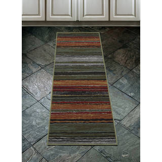 Anne Collection Wavy Stripes Multi-color Non-slip Runner Rug (2'7 x 9'10)
