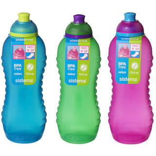 Sistema 460ml Twist N' Sip Bottle Assorted Colors (Pack of 3)