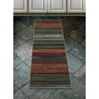Anne Collection Wavy Stripes Multi-color Non-slip Runner Rug (1'10 x 4'11)