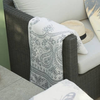 Cotton Pure Paisely Reversible Grey/ White Throw Blanket