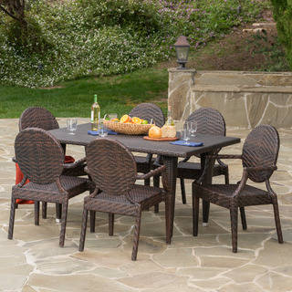Hayward Outdoor Rectangle Wicker 7-piece Dining Set by Christopher Knight Home