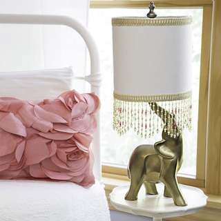 Poetic Wanderlust by Tracy Porter Oro Elephant Beaded Shade and Gold Base Table Lamp
