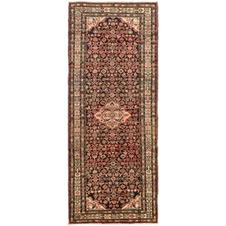 ecarpetgallery Hand-knotted Hosseinabad Black/ Brown Wool Rug (4'3 x 10'5)