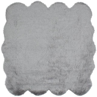 ecarpetgallery Polara Grey Acrylic Faux Fur Rug (5'9 x 5'9)