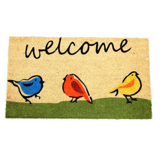 Welcome Birds Multicolor Coir 17-inch x 29-inch Doormat