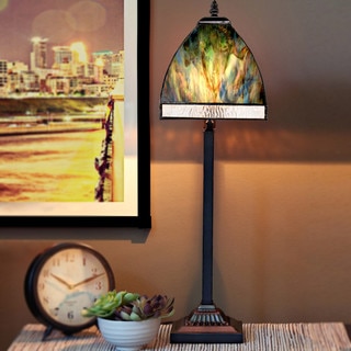 River of Goods Watercolor Stained Glass 25.25-inches High Bent Panel Table Lamp