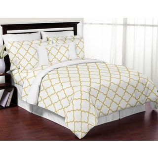 Sweet Jojo Designs White and Gold Trellis Collection 3-piece Comforter Set