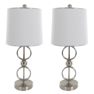 Table Lamps Set of 2, Modern Brushed Steel (2 LED Bulbs included) by Windsor Home