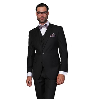 Statement Suits Men's Wool Solid Color 3-piece Suit